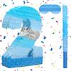 Birchio Number 2 Pinata Bundle with a Blindfold and Bat(16.2 x 11.2 x 4 Inches), Perfect for Boys and Girls Birthday Party Supplies, Blue Theme Birthday Decoration view 1