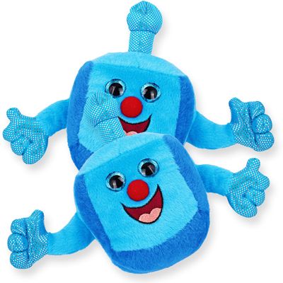 Aviv Judaica 2 Hanukkah Plush Musical Dreidels 2 Hanukkah Songs Driedel Stuffed Plushy Melodic Drydel Chanukah Spinning Top Toy Childrens Hanukah Gift My First Hanukkah Dreidel for Toddlers