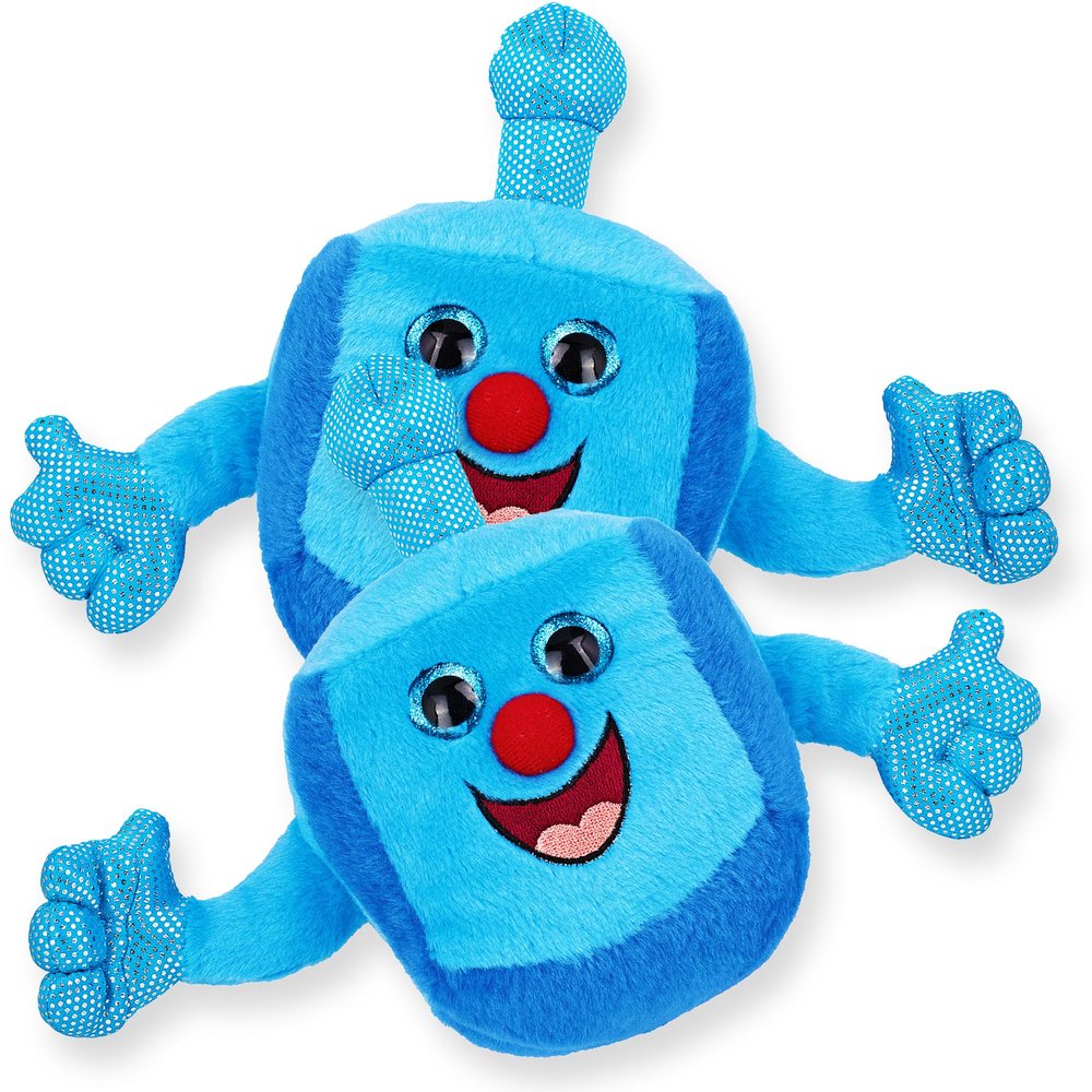 Aviv Judaica 2 Hanukkah Plush Musical Dreidels 2 Hanukkah Songs Driedel Stuffed Plushy Melodic Drydel Chanukah Spinning Top Toy Childrens Hanukah Gift My First Hanukkah Dreidel for Toddlers