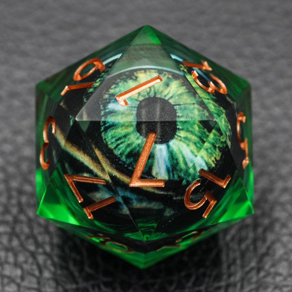 Dungeons and Dragons DND Dice D20, Moving Eyeball Liquid Core Dice Set D&D 33MM Oversized D20 Single Sharp Edge Resin dice with Gift Case, Polyhedral Dice for Role Playing Game