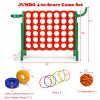 DORTALA Jumbo 4-to-Score Giant Game Set, Plastic Giant 4-in-A-Row w/Basketball Hoop, 42 Jumbo Rings, Release Slider, Ring Toss, 2.5Ft Indoor Outdoor Game Set for Kids & Adults (Red) view 4