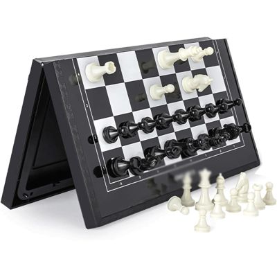 GAENZA New Kids Chess, ABS Chess Board and Hips Material Chess Pieces, Portable Travel Foldable Chess Set with Storage Box Toys