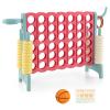 DORTALA Giant 4-in-A-Row, Plastic Jumbo Game Set w/42 Jumbo Rings, Quick-Release Slider, Ring Toss, 2.5Ft Indoor Outdoor 4 to Score Yard Game w/Basketball Hoop for Kids & Adults (Aqua Red) view 1