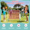 DORTALA Giant 4-in-A-Row, Plastic Jumbo Game Set w/42 Jumbo Rings, Quick-Release Slider, Ring Toss, 2.5Ft Indoor Outdoor 4 to Score Yard Game w/Basketball Hoop for Kids & Adults (Aqua Red) view 4