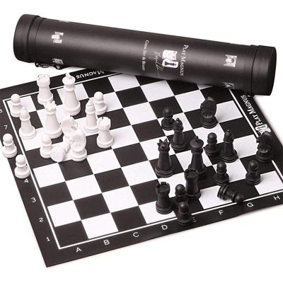 GAENZA New Portable Travel Chess, Leather Chess Board and Acrylic Chess Pieces, Chess Set with with Storage Bag for Kids and Adults Toys