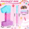 Arrowbash Number 1 Piata 1st Birthday Party Decorations 16 Inch Mermaid Pink Purple Blue Piata with Blindfold Stick and Confetti Large for Wedding Anniversary Celebration Baby Shower view 2