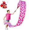 9.8 FT Pink Magic Cloud Dragon Ribbon Poi, 3 Meters Outdoor Dragon Dance Washable Pink Dragon Scale Pattern Ribbon Streamer with 200g 3D Plastic Dragon Head, Swing Rope and Oxford Travel bag Set view 1