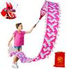9.8 FT Pink Magic Cloud Dragon Ribbon Poi, 3 Meters Outdoor Dragon Dance Washable Pink Dragon Scale Pattern Ribbon Streamer with 200g 3D Plastic Dragon Head, Swing Rope and Oxford Travel bag Set view 4