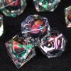 UBEUCK Electroplated Resin Dice Set, Resin Edge Sharp for Dungeons & Dragons RPG, MTG Board Games with Gift Box(Electroplating Red Longan) view 2