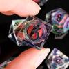 UBEUCK Electroplated Resin Dice Set, Resin Edge Sharp for Dungeons & Dragons RPG, MTG Board Games with Gift Box(Electroplating Red Longan) view 4