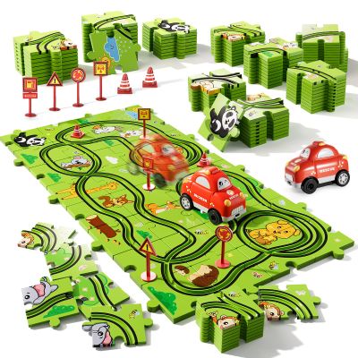 Bennol Toddler Toys Gifts for 3 4 5 Year Old Boys, 39 Jigsaw Puzzle Race Track Car Set Toys for Kids Boys Toddlers 3-5 4-6, Puzzle Tracks Car Toys Gifts for 3 4 5 Year Old Girls Kids