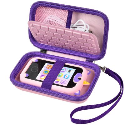 ALKOO Kids Toy Smartphone Case Compatible with Kikapabi/for Joozfee/for dancingcow/for Prysyedawn, Learning Toys Holder for Toddler Play Cell Phone, SD Card, Lanyard and Cable Accessories- Pink