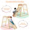 Costzon Indoor Jungle Gym, 6-in-1 Montessori Climbing Toys for Toddlers with Double-Sided Slide, Climbing Rock/Net, Indoor Wooden Playground Climber Playset for Kids 2-6 Years Birthday view 3