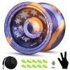 HKSOD Dual Purpose Yoyo, Professional Responsive Yoyo, Trick Yoyos for Advanced Players with yo yo Accessories+Removal Tool (Purple Orange) view 1