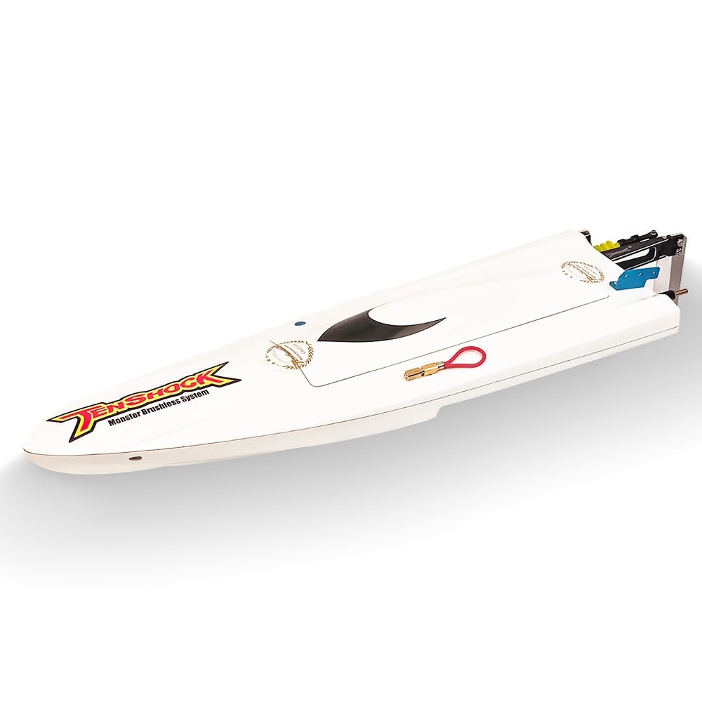 TENSHOCK Mini Mono II ARTR RC Speedboat Glass Fiber for Lakes and Rivers & Rc with High-Speed Motor ESC Propeller for Kids Adult (White)