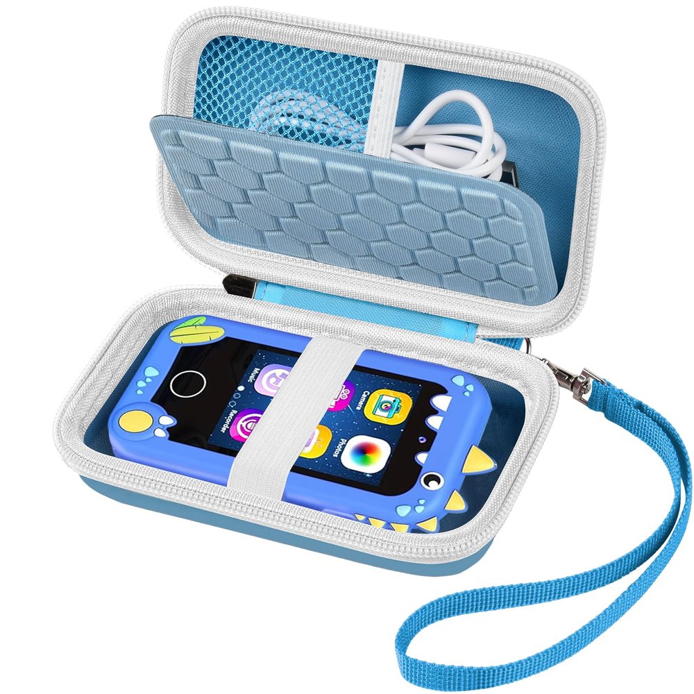 ALKOO Kids Toy Smartphone Case Compatible with Kikapabi/for Joozfee/for dancingcow/for Prysyedawn, Learning Toys Holder Play Cell Phone, SD Card, Over 7 Years Age- Blue