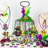 48PCS Mardi Gras Beads Throw, Mardi Gras Beads Necklace with Pendant, 12 Kinds Elements Green Purple Gold Accessories, Bead Necklace Costumes Mardi Gras Celebration Events Parade Throws Party Supplies view 4