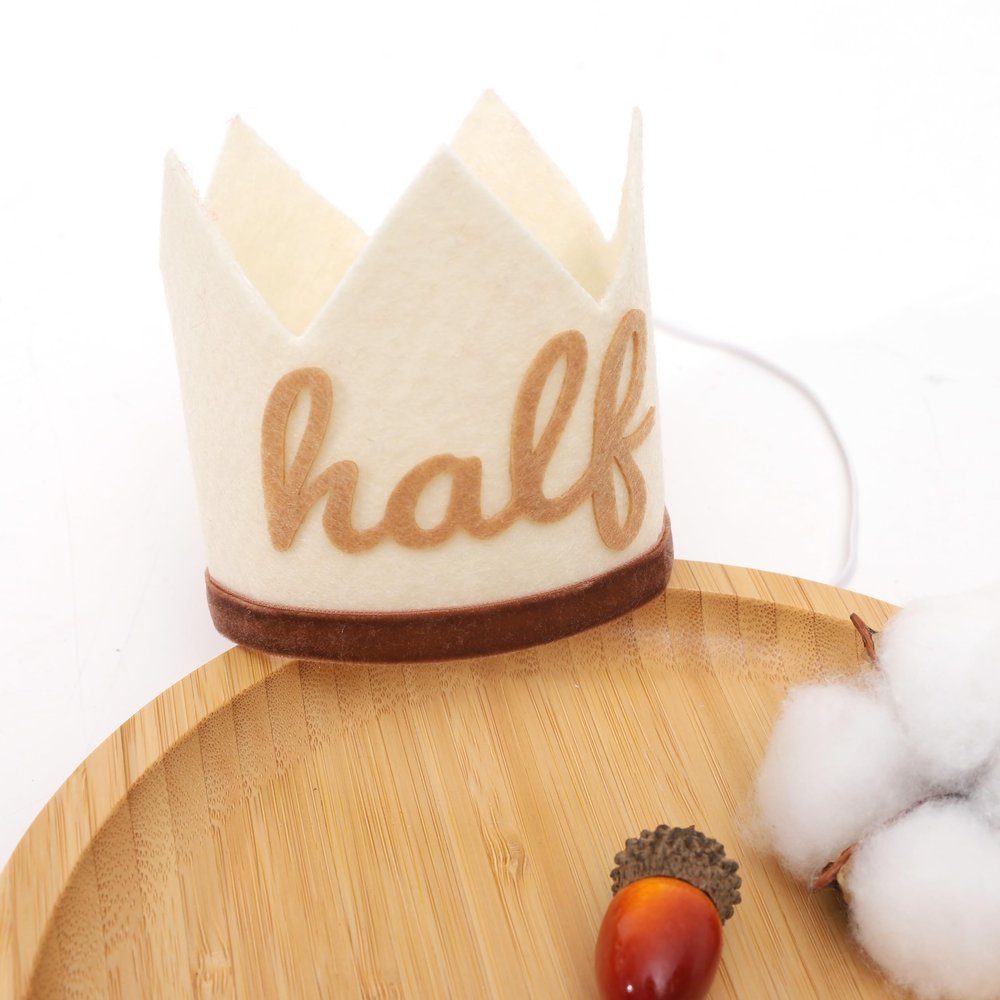 Agkvw Half Birthday Crown - Boho Cake Smash Prop, 6 Months Hat for Boys in Brown