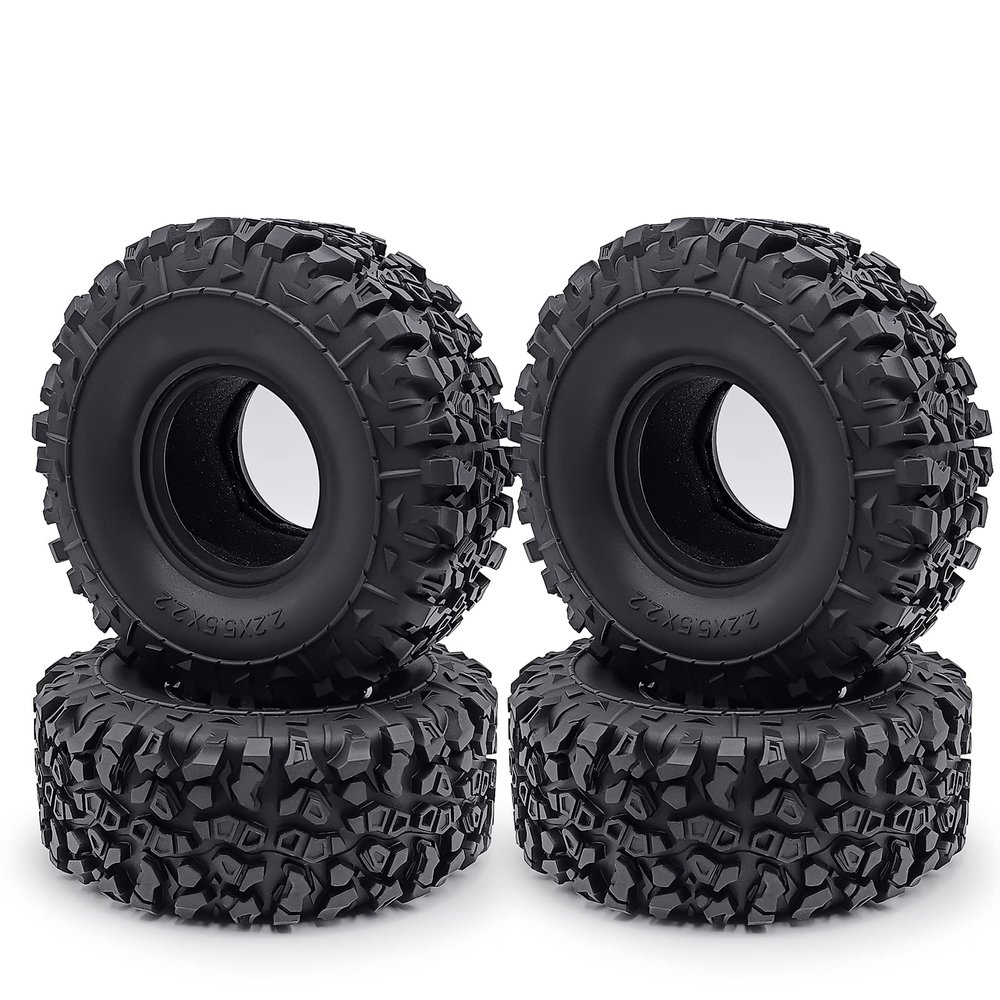 QUPA AM STORE RC Rubber 2.2 Beadlock Wheels Tires 140MM with Foam Insert 2.2 Crawler Tires 4PCS for 1/10 Wraith 90048 RR10 RC Crawler Car