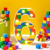 Baquler Building Block Light up Number Birthday Decoration Sign Marquee LED Numbers for Party Lighted Building Block Theme Birthday Party Supplies 8.58''(Number 6) view 1