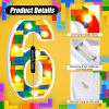 Baquler Building Block Light up Number Birthday Decoration Sign Marquee LED Numbers for Party Lighted Building Block Theme Birthday Party Supplies 8.58''(Number 6) view 2