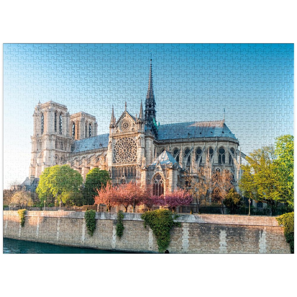 MyPuzzle Notre Dame De Paris Cathedral On The Seine - France - Premium 1000 Piece Jigsaw Puzzle for Adults