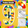 Baquler Building Block Light up Number Birthday Decoration Sign Marquee LED Numbers for Party Lighted Building Block Theme Birthday Party Supplies 8.58''(Number 9) view 2