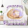 Abhibhu Custom Name Blanket Personalized Custom Baby Throw Blanket Memorial Gifts for Swaddle Toddler Birthday Moon Foxes Baby view 3