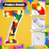 Baquler Building Block Light up Number Birthday Decoration Sign Marquee LED Numbers for Party Lighted Building Block Theme Birthday Party Supplies 8.58''(Number 7) view 2