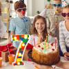 Baquler Building Block Light up Number Birthday Decoration Sign Marquee LED Numbers for Party Lighted Building Block Theme Birthday Party Supplies 8.58''(Number 7) view 4