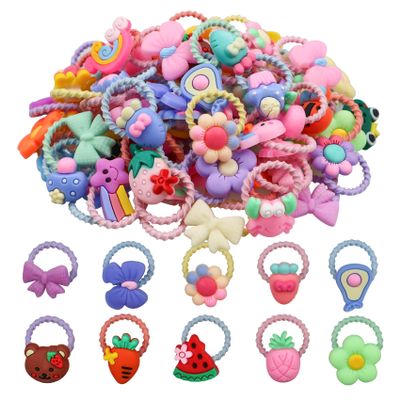 100 Pcs Girls Hair Accessories, Cute Hair Ties for Little Girls, Multicolor Toddler Hair Ties, Elastic Rubber Bands for Baby Girls Teens Toddlers, Infants, Teenagers and Children