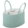 COMSE Large Baby Diaper Caddy Organizer for Girl Boy, Car Caddy with Handles, Cotton Rope Basket for Changing Table, Nursery Organizer, Gift for Baby Shower and Registry Must Have, Light Green view 1