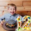 Baquler Building Block Light up Number Birthday Decoration Sign Marquee LED Numbers for Party Lighted Building Block Theme Birthday Party Supplies 8.58''(Number 2) view 2