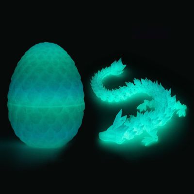 STONESTAR 3D Printed Dragon Fidget Toys, Full Articulated Dragon Crystal Dragon in Egg, Home Office Executive Desk Toys, 11" Dragon with 5" Egg (Luminous)