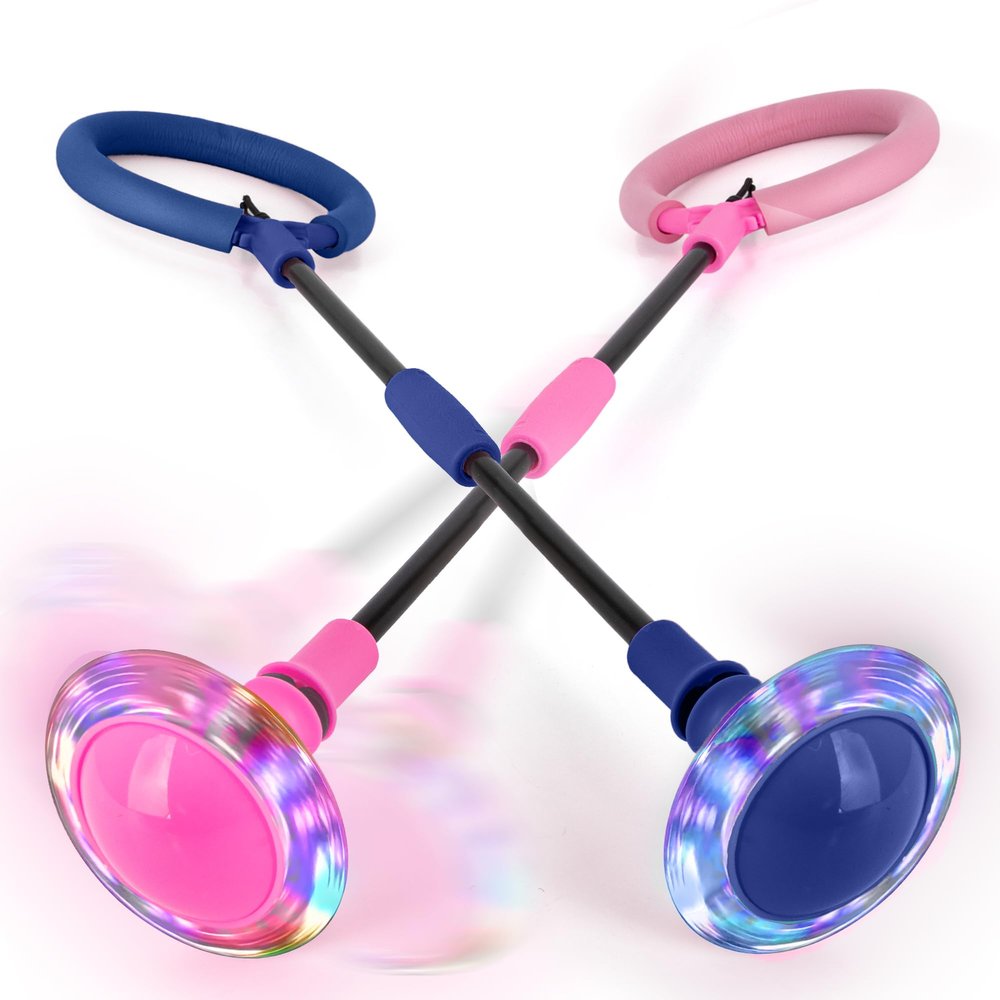 ArtCreativity Light Up Ankle Skip Ball for Kids - Set of 2 - Skipball with Motion-Activated LED Lights - Retro Toys for Boys and Girls - Outdoor Toys for Kids - Gifts for Ages 3 and Up
