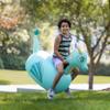 Hearthsong Hop N Go Inflatable Blue Dragon Bouncy Riding, Hopping Toys for Kids Ages 5+ - Ride On Bouncer Animal Hopper Jumping Toys for Outdoor Games view 2