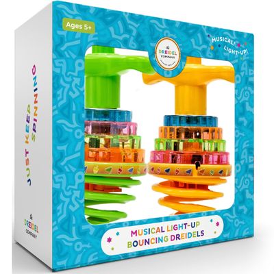Hanukkah Dreidel Musical Bouncing Light-Up Dreidel Hanukkah Toys, Assorted Colors (24-Pack)