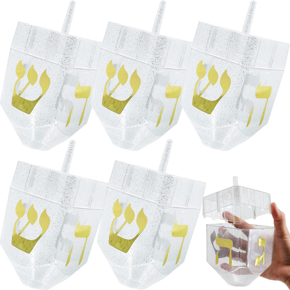 The Dreidel Company Jumbo Hanukkah Fillable 6.5" Inch Dreidel, Stands Straight on Table, Can Be Filled with Hanukkah Gelt or Any Hanukkah Item (50-Pack)