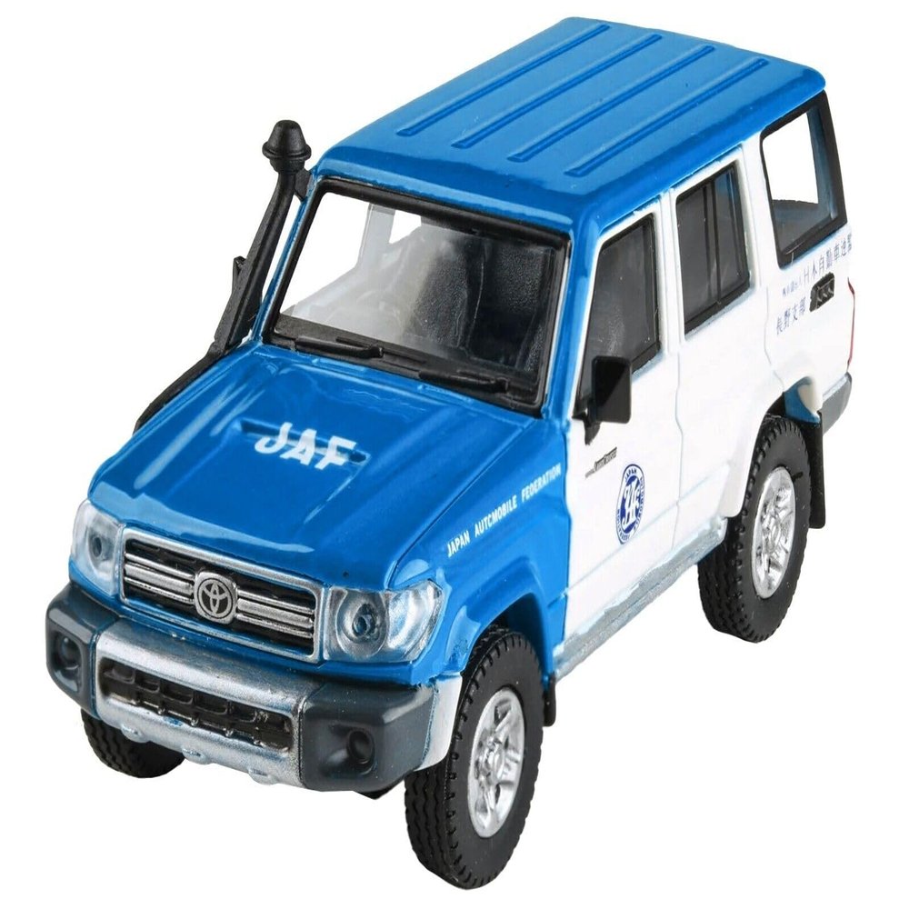 2014 Land Cruiser 76 RHD (Right Hand Drive) Blue and White Japan Automobile Federation 1/64 Diecast Model Car by Paragon Models PA-65317