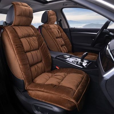 AISAIMOUT Car Seat Cover, Car Winter Seat Cover, Fluffy Car Seat Covers - Universal (Color : Brown, Size : Full Set)