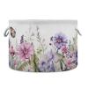 Flradish Wild Flowers Cotton Rope Baske,20" X 20" X 14" Woven Baby Soft Waterproof Laundry Baskets with Handles,Toy Basket for Storage,Living Room,Toy,Blankets,Clothes view 1
