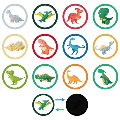 24 Sheets Potty Training Stickers, 12 Patterns Color Changing Pee Stickers Cute Cartoon Toilet for Boys Girls Toddlers (Dinosaur Pattern)