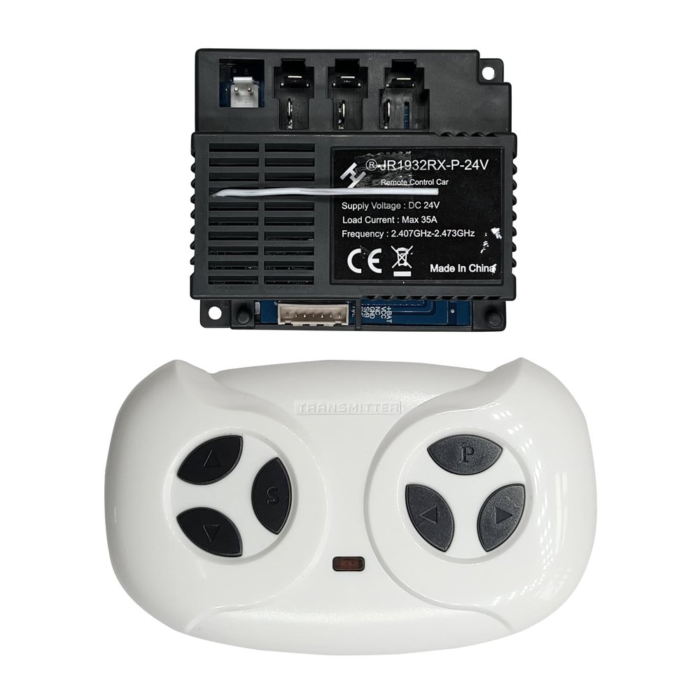 2.4G Bluetooth Remote Control and JR1932RX-P-24V Receiver Control Box Mother Board for Kids Ride On Car Powered Wheels Replacement Parts