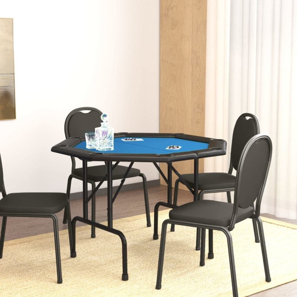 YAFF 8-Player Folding Poker Table Blue 42.5"x42.5"x29.5"