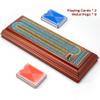 ELONGDI Wooden Cribbage Board Game Set with Large Storage Area,9 Metal Pegs & 2 Playing Cards Continuous Solid Wood 3 Track Board Travel Portable Cards Games for Adults Family view 3