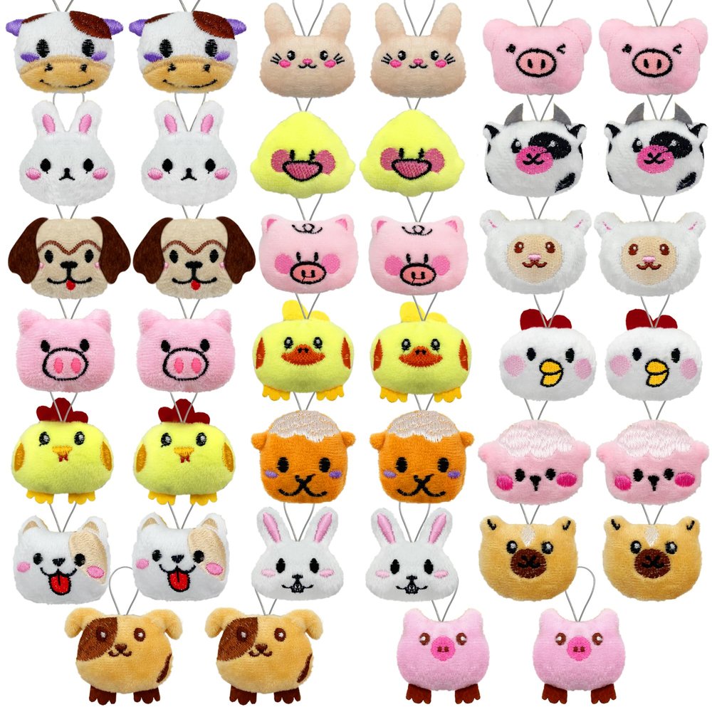 40 PCS Mini Farm Animal Plush Toys Set Cute Small Animal Stuffed Keychain for Party Favors Keychain Ornament for Goody Bag Easter Egg Stuffers Carnival Birthday Party Classroom Prizes 20 Styles