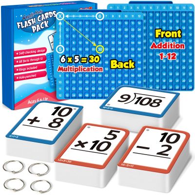 Torlam Math Flash Cards + Math Board, Multiplication Flash Card Times Table Chart, Math Manipulatives Division, Addition, Subtraction Games Toys for Kids, 1st, 2nd, 3rd, 4th, 5th, 6th Grade