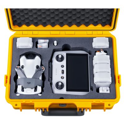 Lykus Titan MM410 Waterproof Hard Case (Yellow) for DJI Mini 4 Pro/Mini 3/Pro and DJI RC 2/RC/RC-N2/N1, Support 7 batteries and RC lanyard [CASE ONLY]