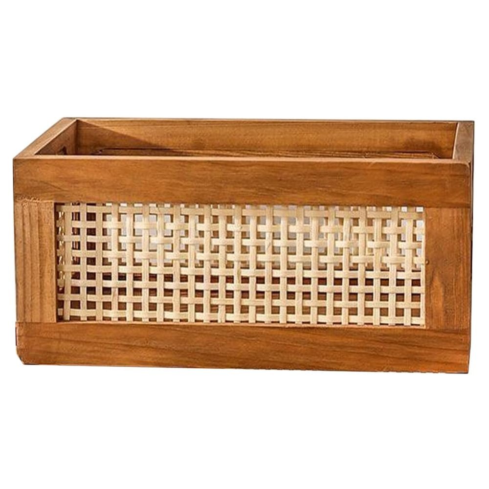 IMIKEYA Small Woven Basket 35x25x16cm Wooden Storage Basket Book and Clothes Organizer Home Decor Storage Container
