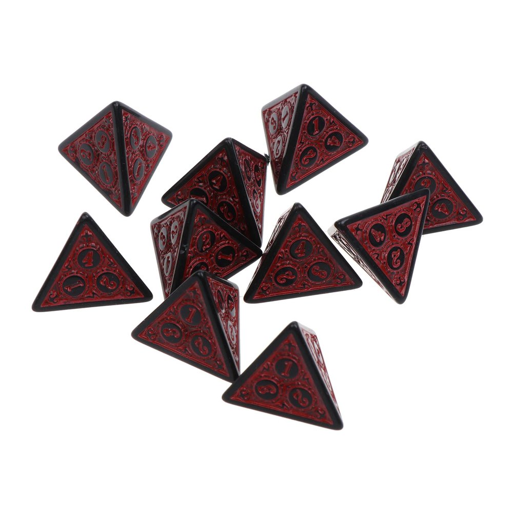 Acinkeety 10 Pcs 4-Sided Acrylic Dice Set RPG Polyhedral Dice Single Color Pattern RPG Table Game Dice Easy to Read Number Table Game Dice Set